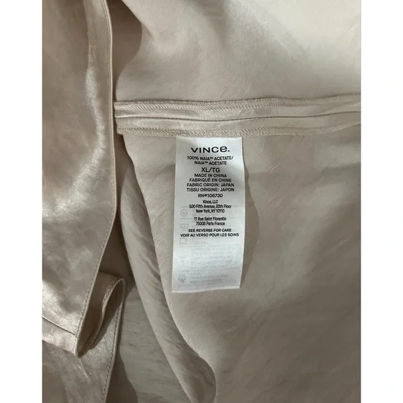 Vince Slip Midi Satin Skirt Size XL Ivory Off White Minimalist 90s Acetate - Picture 10 of 12